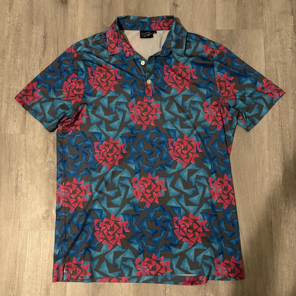 Men’s Sunday Swagger Stylish Geometric Patterned Golf Polo Shirt